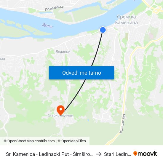 Sr. Kamenica - Ledinacki Put - Šimširova to Stari Ledinci map