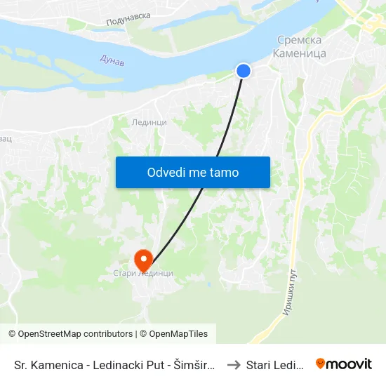Sr. Kamenica - Ledinacki Put - Šimširova to Stari Ledinci map