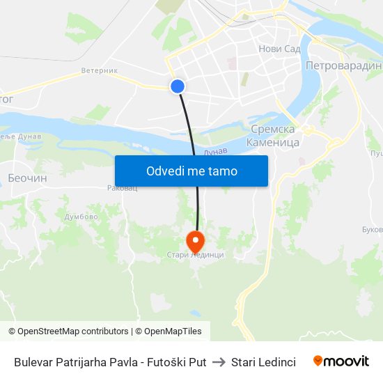 Bulevar Patrijarha Pavla - Futoški Put to Stari Ledinci map