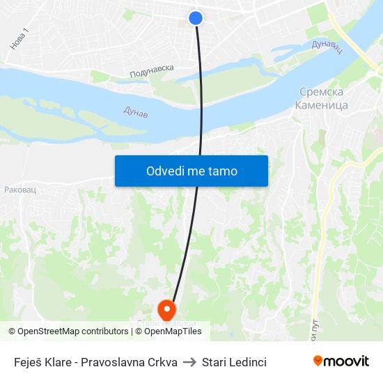 Feješ Klare - Pravoslavna Crkva to Stari Ledinci map