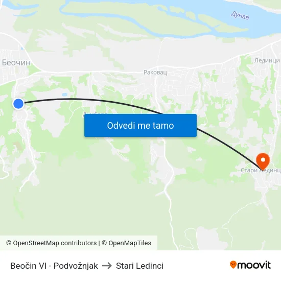 Beočin VI - Podvožnjak to Stari Ledinci map