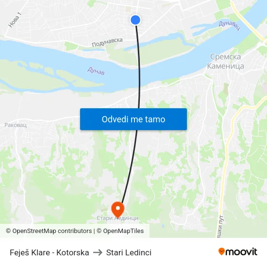 Feješ Klare - Kotorska to Stari Ledinci map