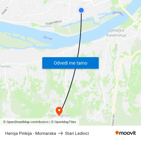Heroja Pinkija - Mornarska to Stari Ledinci map