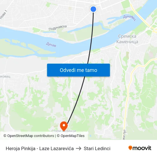 Heroja Pinkija - Laze Lazarevića to Stari Ledinci map