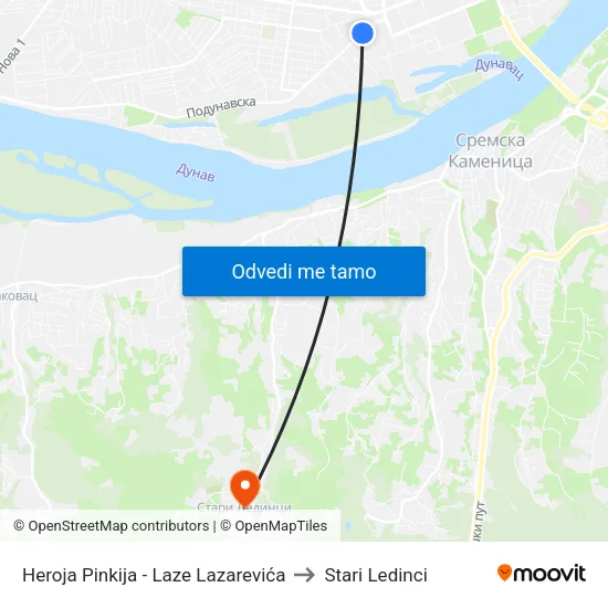 Heroja Pinkija - Laze Lazarevića to Stari Ledinci map