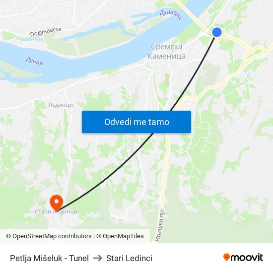 Petlja Mišeluk - Tunel to Stari Ledinci map