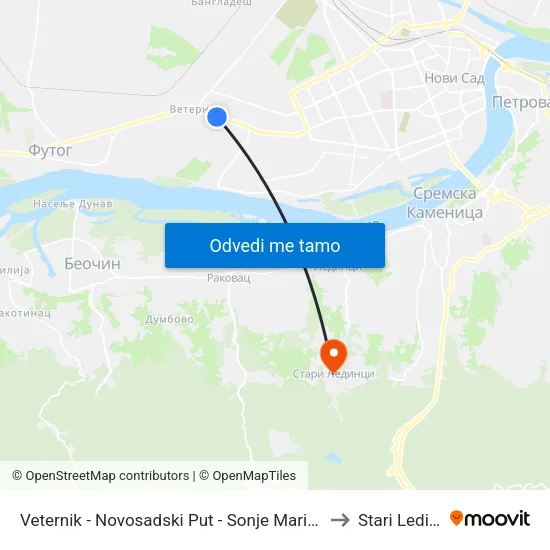 Veternik - Novosadski Put - Sonje Marinković to Stari Ledinci map