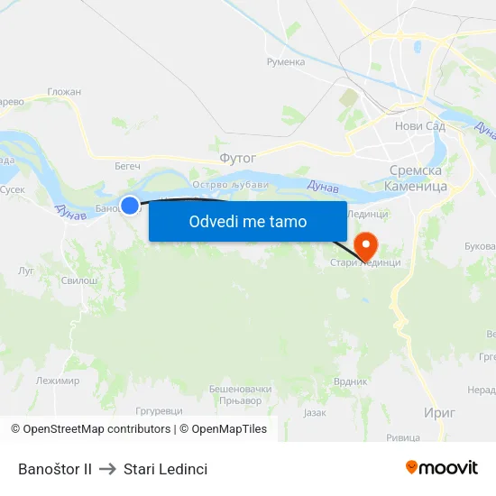 Banoštor II to Stari Ledinci map
