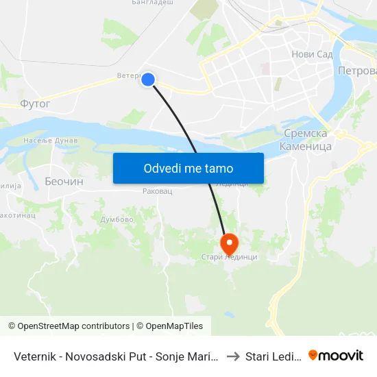 Veternik - Novosadski Put - Sonje Marinković to Stari Ledinci map