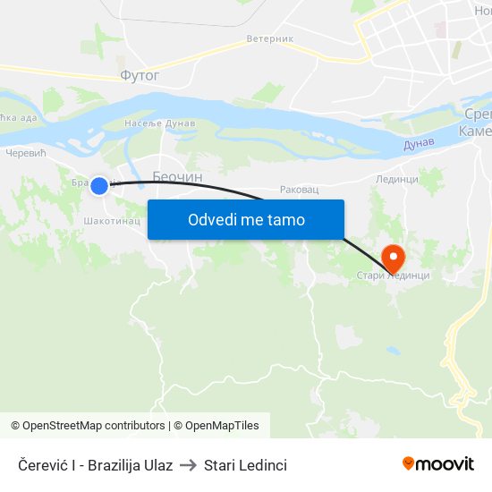 Čerević I - Brazilija Ulaz to Stari Ledinci map