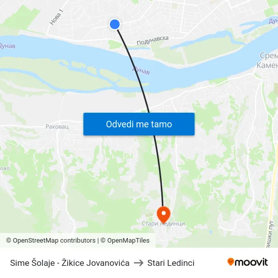 Sime Šolaje - Žikice Jovanovića to Stari Ledinci map