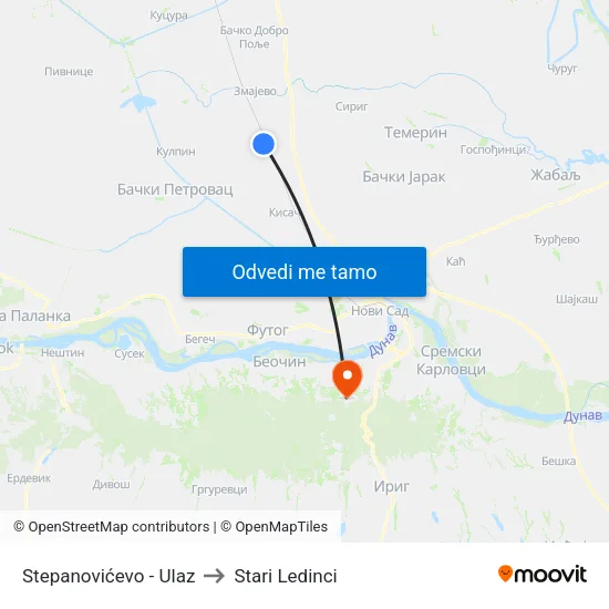 Stepanovićevo - Ulaz to Stari Ledinci map