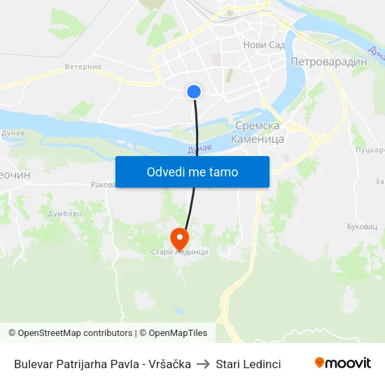 Bulevar Patrijarha Pavla - Vršačka to Stari Ledinci map