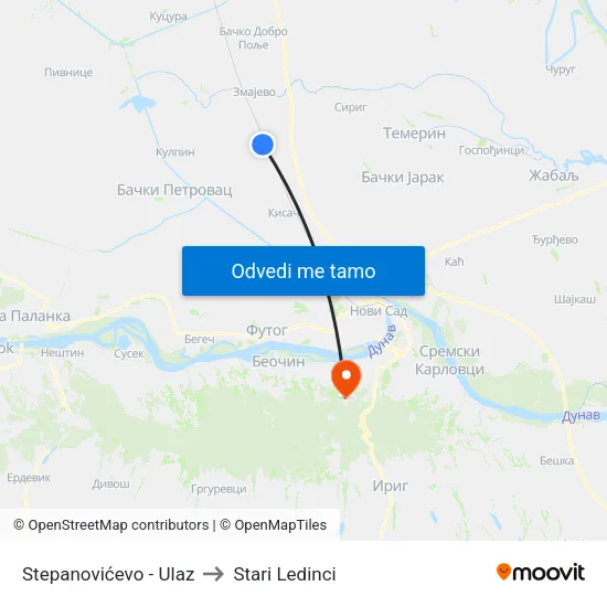 Stepanovićevo - Ulaz to Stari Ledinci map