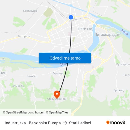 Industrijska - Benzinska Pumpa to Stari Ledinci map