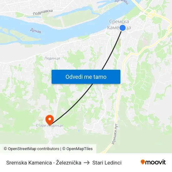 Sremska Kamenica - Železnička to Stari Ledinci map