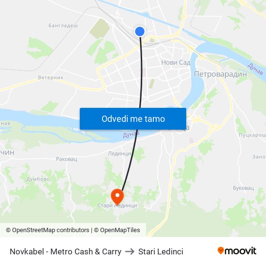 Novkabel - Metro Cash & Carry to Stari Ledinci map