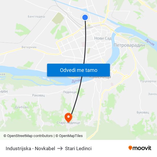 Industrijska - Novkabel to Stari Ledinci map