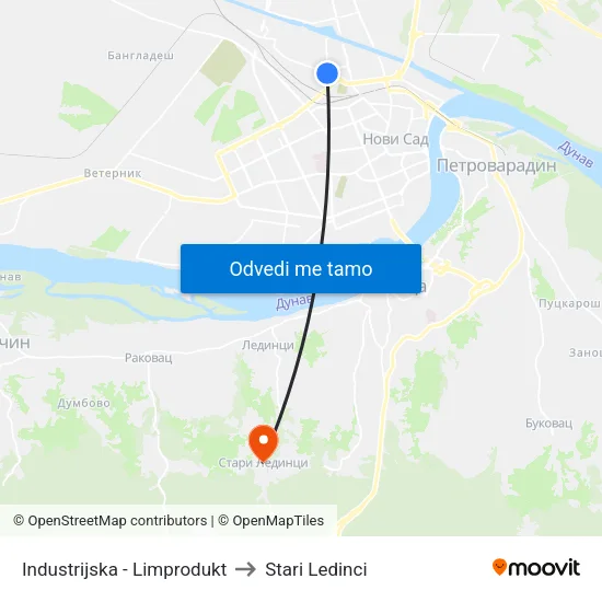 Industrijska - Limprodukt to Stari Ledinci map