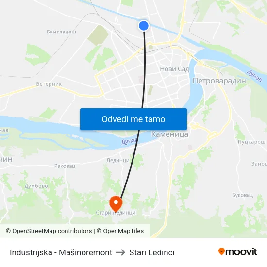 Industrijska - Mašinoremont to Stari Ledinci map