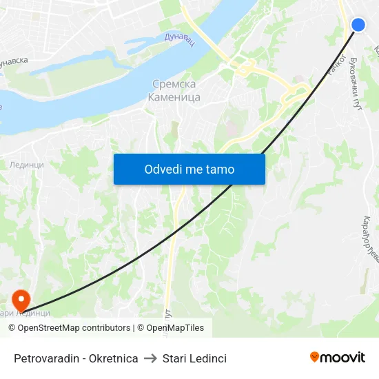 Petrovaradin - Okretnica to Stari Ledinci map