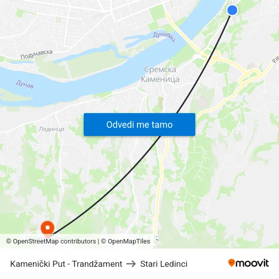 Kamenički Put - Trandžament to Stari Ledinci map