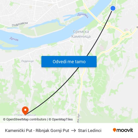 Kamenički Put - Ribnjak Gornji Put to Stari Ledinci map