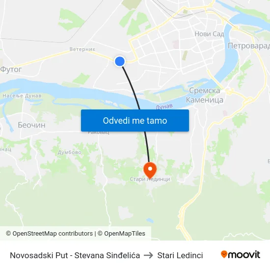 Novosadski Put - Stevana Sinđelića to Stari Ledinci map