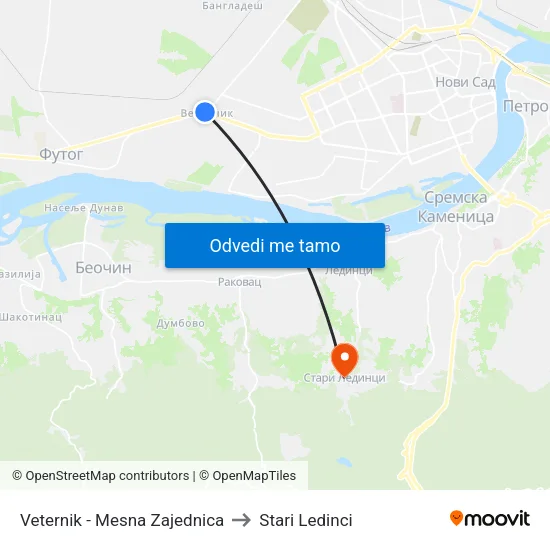 Veternik - Mesna Zajednica to Stari Ledinci map