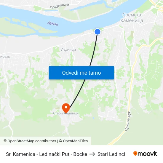 Sr. Kamenica - Ledinački Put - Bocke to Stari Ledinci map