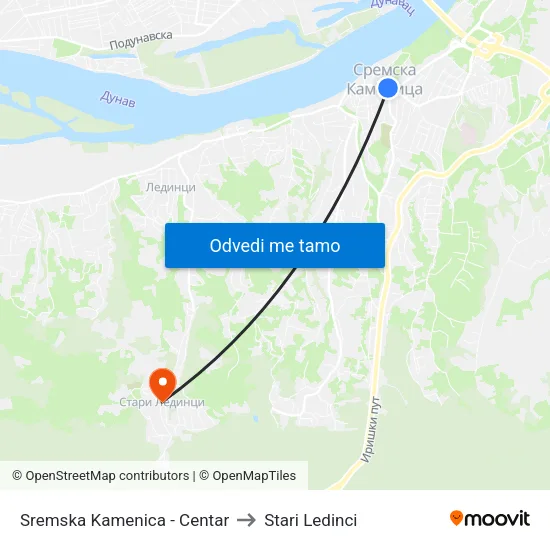 Sremska Kamenica - Centar to Stari Ledinci map