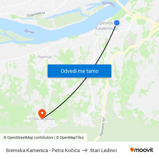 Sremska Kamenica - Petra Kočića to Stari Ledinci map