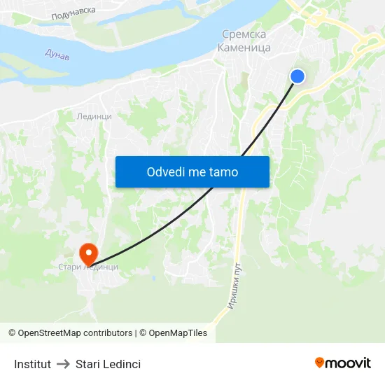 Institut to Stari Ledinci map