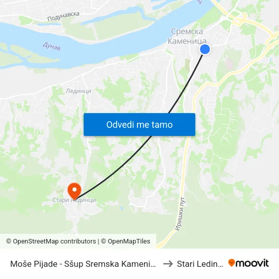 Moše Pijade - Sšup Sremska Kamenica to Stari Ledinci map