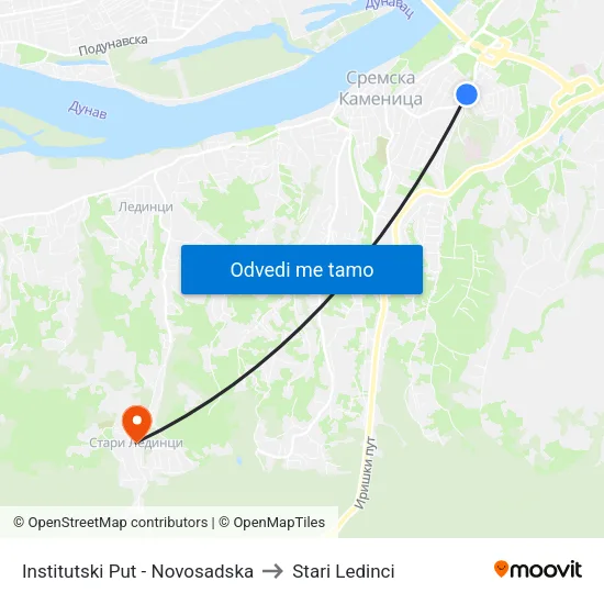 Institutski Put - Novosadska to Stari Ledinci map