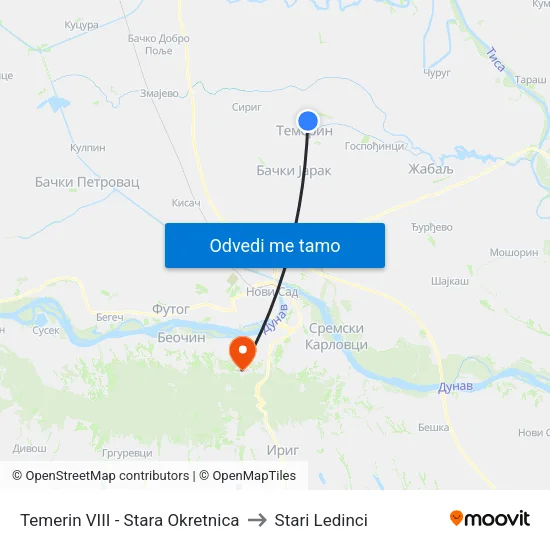 Temerin VIII - Stara Okretnica to Stari Ledinci map