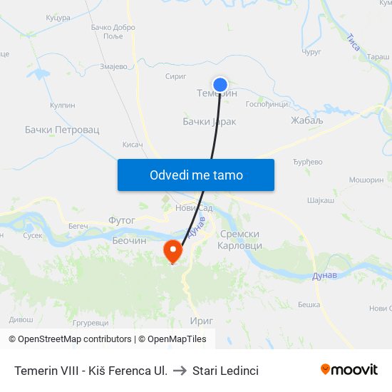 Temerin VIII - Kiš Ferenca Ul. to Stari Ledinci map