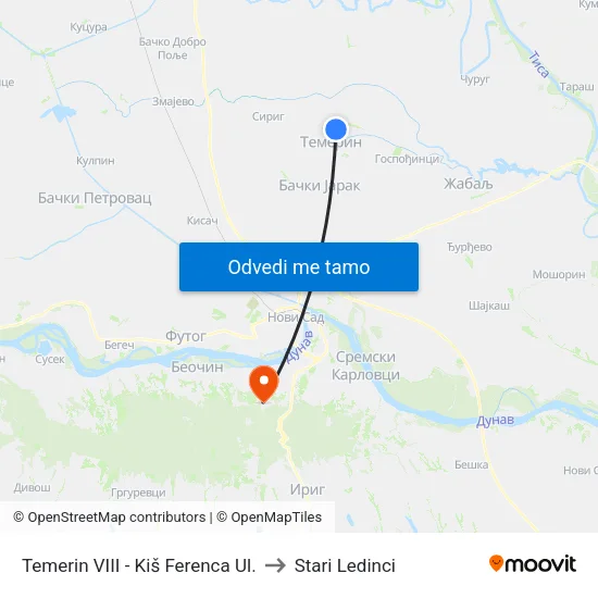 Temerin VIII - Kiš Ferenca Ul. to Stari Ledinci map