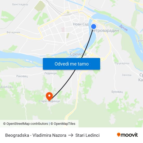 Beogradska - Vladimira Nazora to Stari Ledinci map