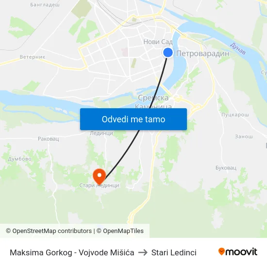 Maksima Gorkog - Vojvode Mišića to Stari Ledinci map