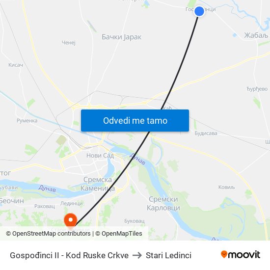 Gospođinci II - Kod Ruske Crkve to Stari Ledinci map