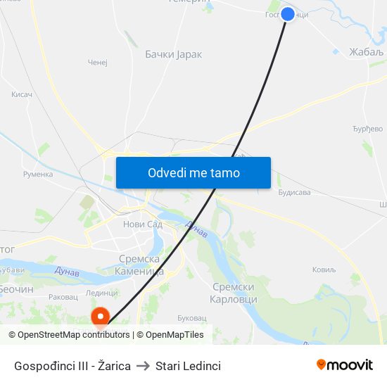 Gospođinci III - Žarica to Stari Ledinci map