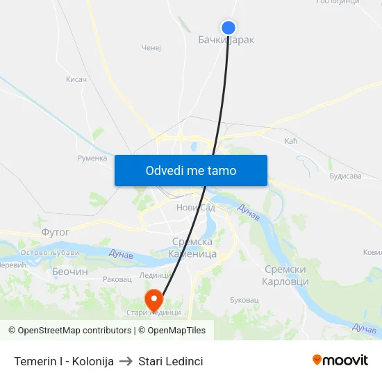 Temerin I - Kolonija to Stari Ledinci map