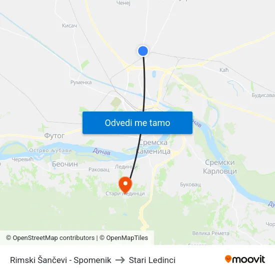 Rimski Šančevi - Spomenik to Stari Ledinci map