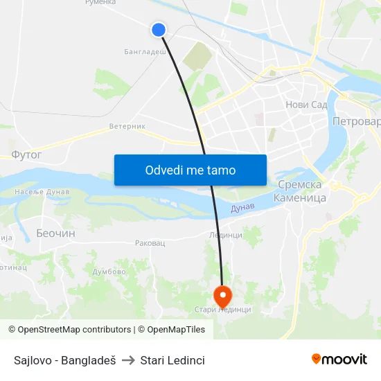 Sajlovo - Bangladeš to Stari Ledinci map