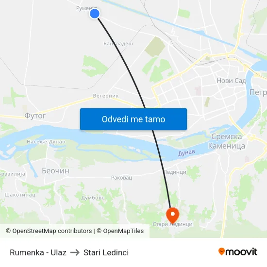 Rumenka - Ulaz to Stari Ledinci map