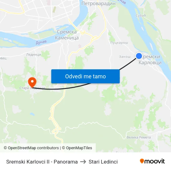 Sremski Karlovci II - Panorama to Stari Ledinci map