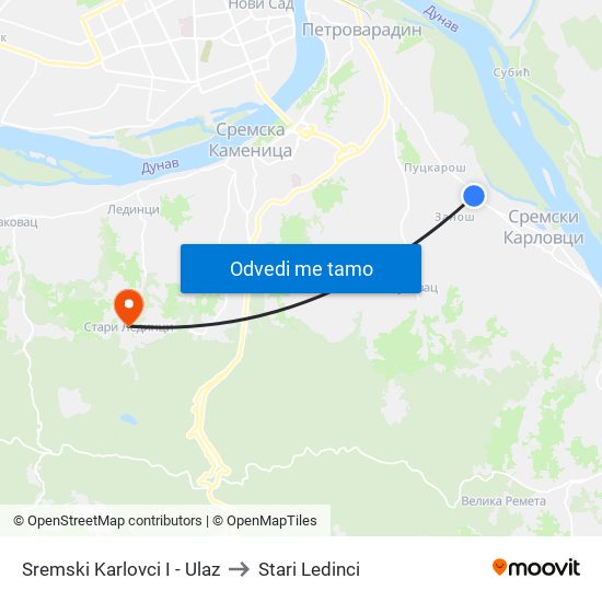 Sremski Karlovci I - Ulaz to Stari Ledinci map