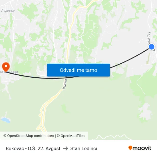 Bukovac - O.Š. 22. Avgust to Stari Ledinci map