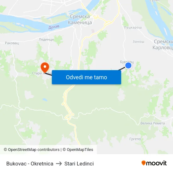 Bukovac - Okretnica to Stari Ledinci map